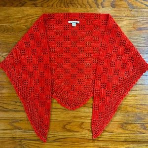 Misha and Puff Crochet Shawl in Red Flame